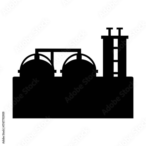 Industrial plant silhouette vector design for manufacturing factory and chemical processing industry use