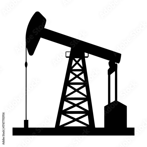 Oil well pump jack silhouette vector image for energy industry resources and design projects needs