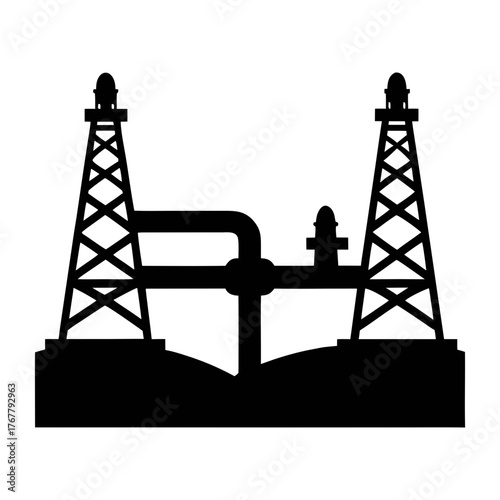 Oilfield oil rig silhouette vector image for energy industry petroleum production exploration design