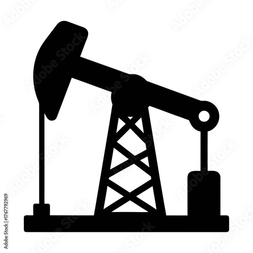 Oil pump jack silhouette vector illustration for petroleum industry and energy production design