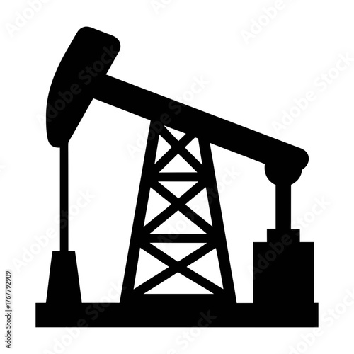 Oil well pump jack silhouette vector graphic design resource for energy industry projects and needs