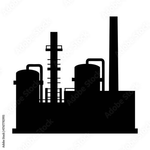 Industrial factory silhouette vector image for manufacturing plant and chemical industry design needs