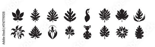 Business logo abstract geomatic shape flower botanical outline spiral motion swirl texture energy decorative icon symbol company vintage circle leaf fire water bird wing bundle, vector illustration.