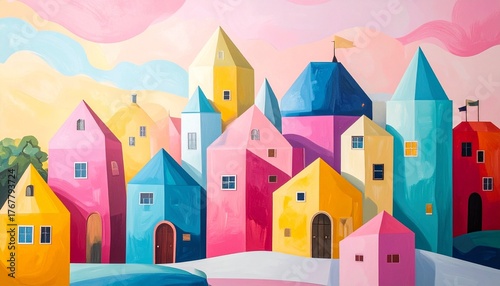 Cubist Coastal Hamlet