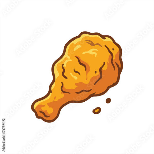 Crispy Fried Chicken Drumstick Cartoon Illustration