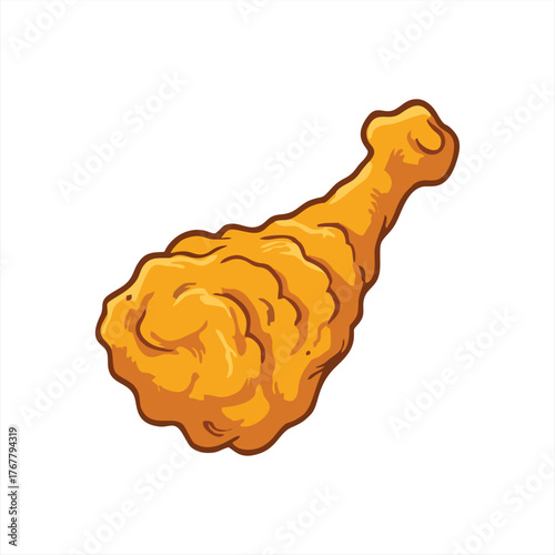 Crispy Fried Chicken Drumstick Cartoon Illustration