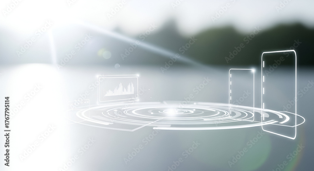 Fototapeta premium Digital interface with charts and data visualization elements