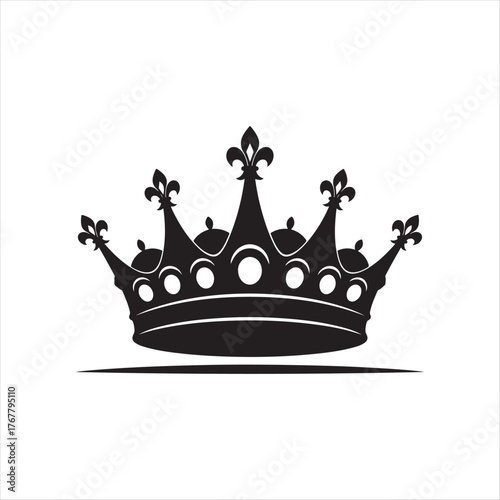 Elegant black king crown icon for royalty and authority designs