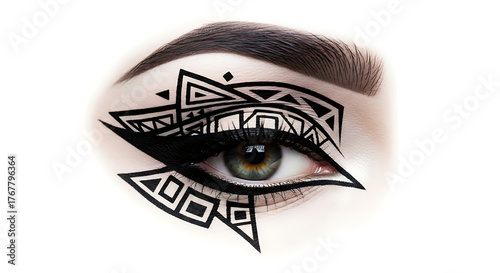 Geometric Eye Art: Striking Eyeliner Design with Abstract Triangles and Shapes, Creating a Bold and Modern Look