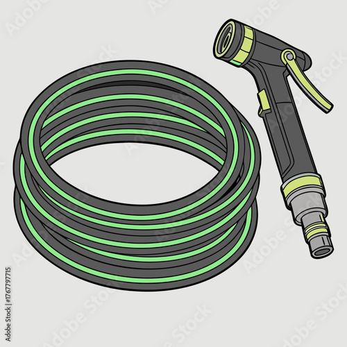 TIG welding machine cable in isometric design, detailed vector illustration, showcasing cable for efficient welding operations.