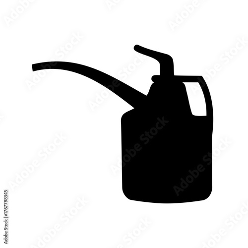 Silhouette of an old fashioned oil can with long curved spout