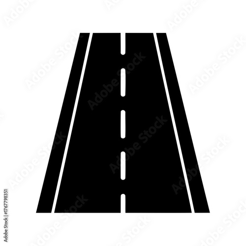 Straight ahead perspective of an asphalt road with lane markings illustration