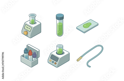 isometric icon items isolated on white background phlegm phlegm viscosity meter phlegm culture tube phlegm sample slide phlegm stain kit phlegm spectrometer phlegm suction catheter