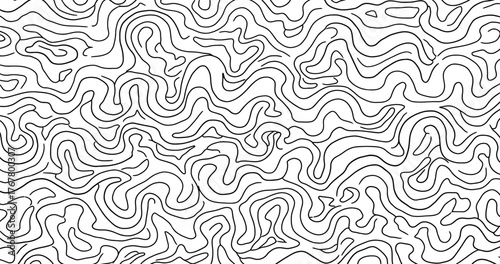Abstract black and white wavy lines forming a chaotic yet harmonious organic pattern background