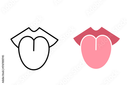 Tongue icon black and white vector outline sign