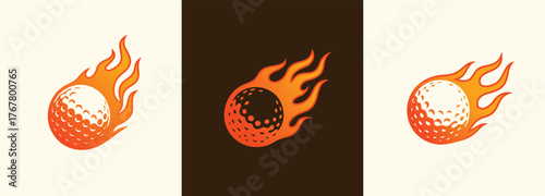 Flaming Golf Ball Sports Logo For Fast Tournament Team Brand Identity Modern Minimal Design Icon

