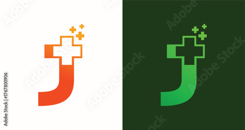 Letter J Medical Plus Cross Health Care Logo Design Modern Clean Clinic Branding Identity Icon
