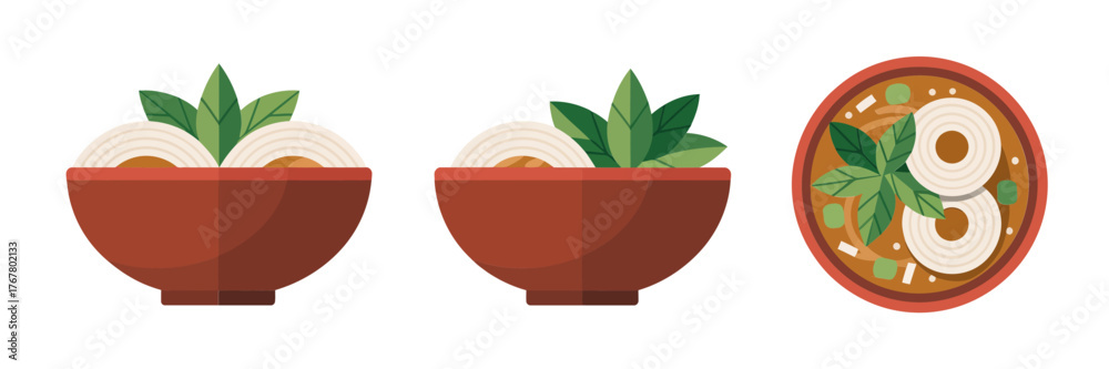 Obraz premium Salad bowl set, fresh greens and egg slices, vegetable toppings assortment, healthy lunch concept, menu elements, vector clipart