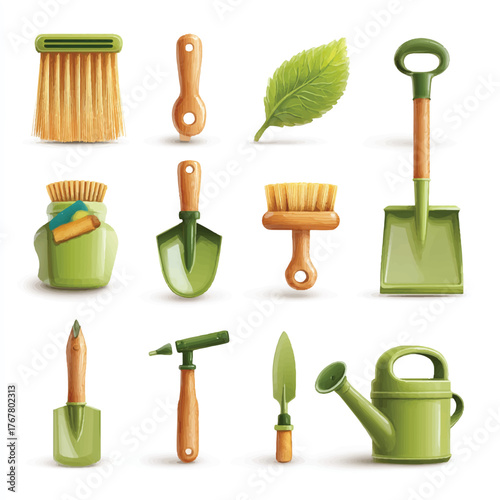 Collection of Gardening Tools and Equipment for Home and Professional Gardeners Illustration Perfect for Spring and Summer Planting and Maintenance Tasks