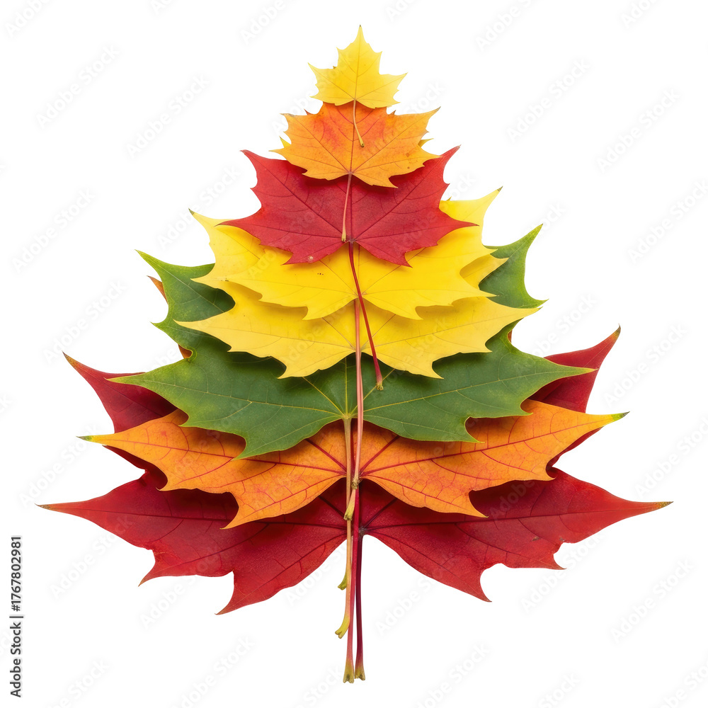 Obraz premium Decorative Maple Leaf Arrangement For Autumn Isolated on Transparent PNG Background.