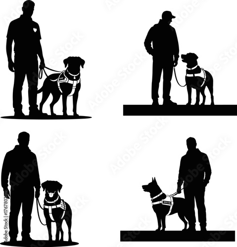 Family Support and Disability Care Silhouette  Disability Awareness and Kindness Silhouette Art dogi
