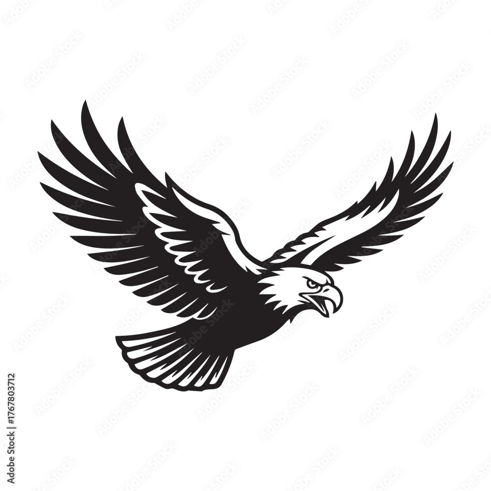 Fototapeta premium Flying eagle vector illustration silhouette design