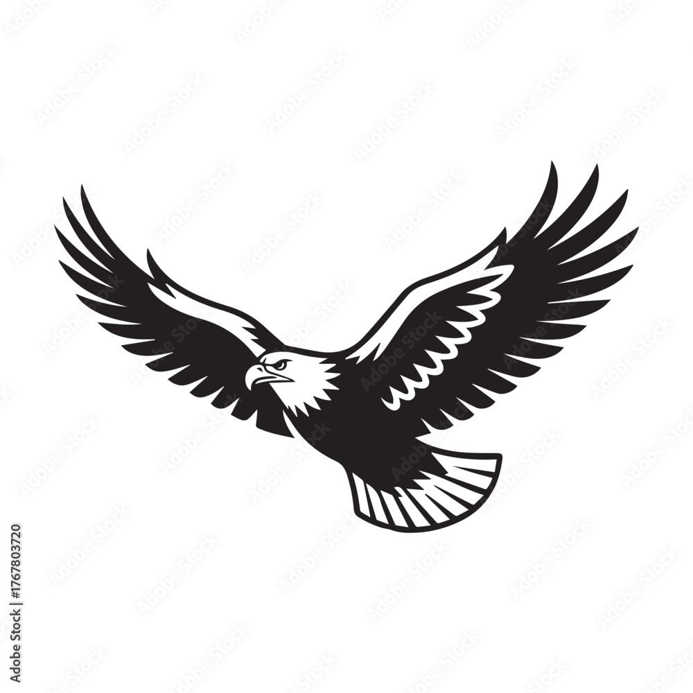 Flying eagle and dove vector illustration symbolizing peace and freedom