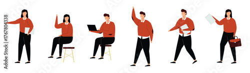 Set of people work from home cartoon character collection. Collection of creative freelancers at work. Artist painting, writer using laptop, vlogger with camera, designer drawing. vector illustration.