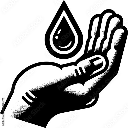 Save the Water: A symbolic illustration showcasing a hand gently cradling a water droplet, symbolizing the importance of water conservation and environmental awareness.