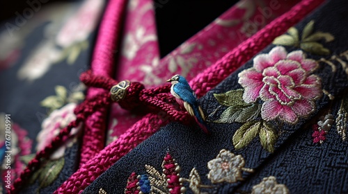 Japanese kimono styled with Peruvian embroidered sash