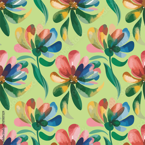 Watercolor seamless floral pattern design
