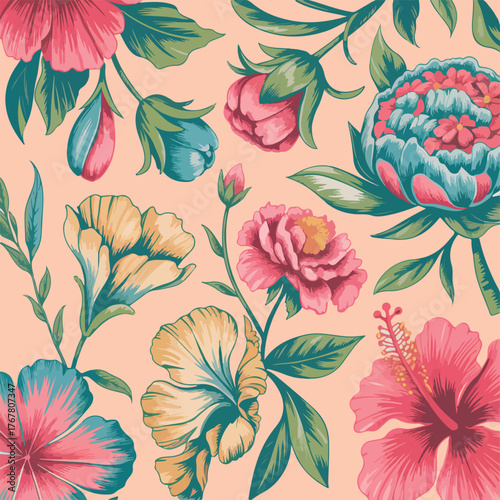 Watercolor seamless floral pattern design
