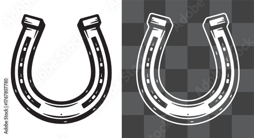 Horseshoe Vector Illustration in Detailed Vintage Engraving Style Perfect for Posters Stickers Logos Apparel and Western Themed Decor Featuring Classic Lucky Symbol Design from the Old Wild West Era