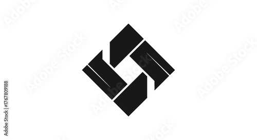 Black and white geometric logo featuring four interconnected diamond shapes.