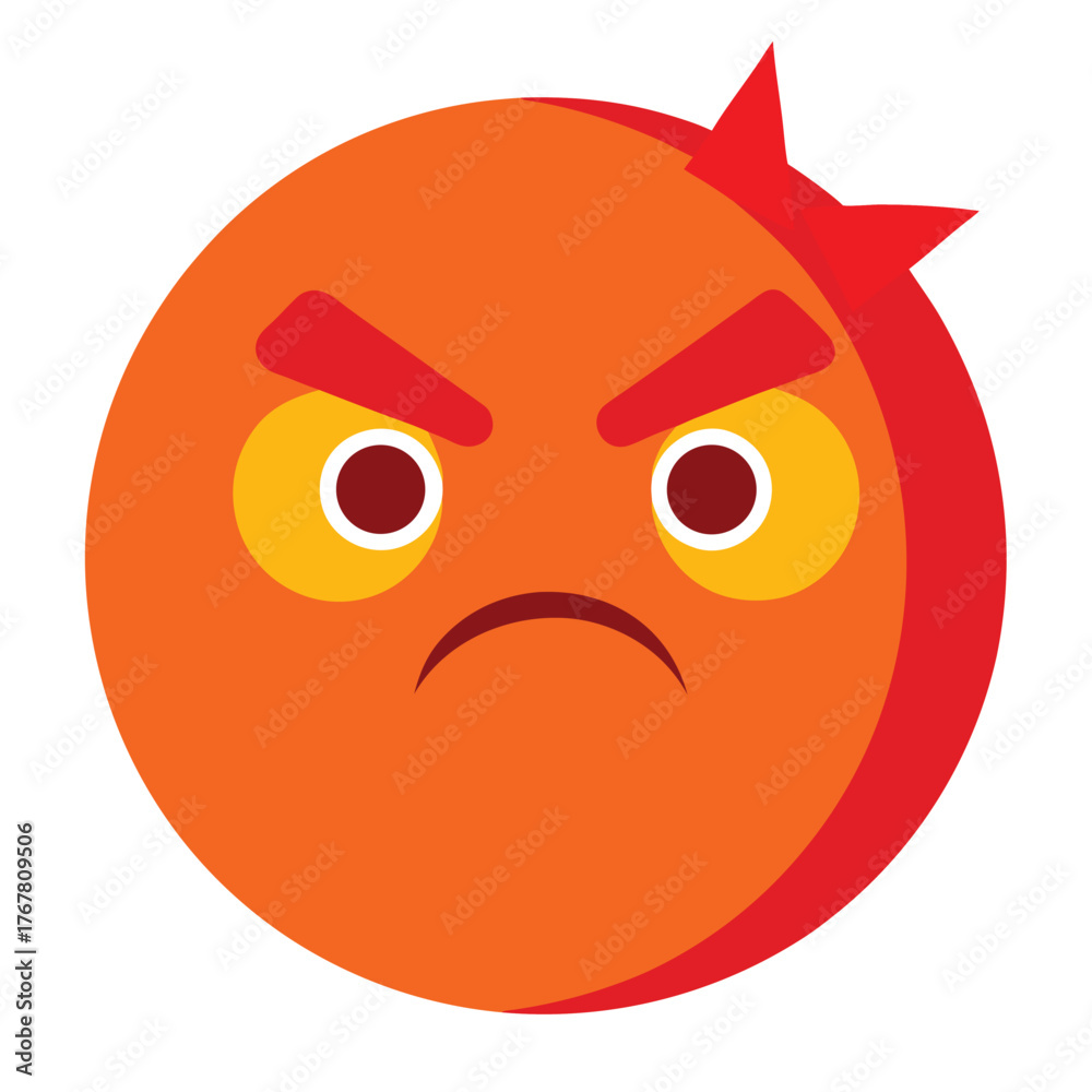 Obraz premium Angry orange character with red accents face