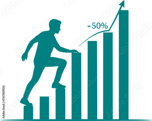 Personal Growth & Habit Tracking Graph Silhouette - Self-Improvement Black Vector Icon on White Background