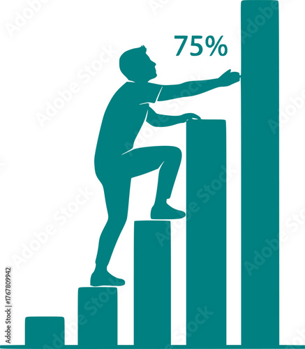 Personal Growth & Habit Tracking Graph Silhouette - Self-Improvement Black Vector Icon on White Background