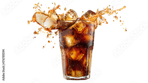 glass of cola with ice
