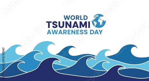 World Tsunami Awareness Day logo with stylized waves and a globe.
