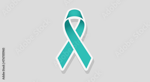 Teal ribbon awareness symbol for ovarian cancer, cervical cancer, and sexual assault awareness.