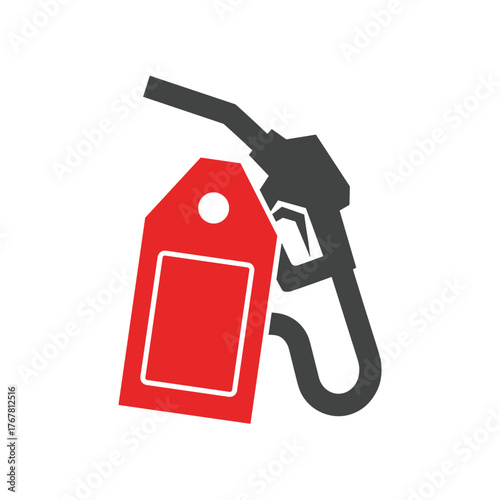 Fuel pump with price tag in modern flat design  
