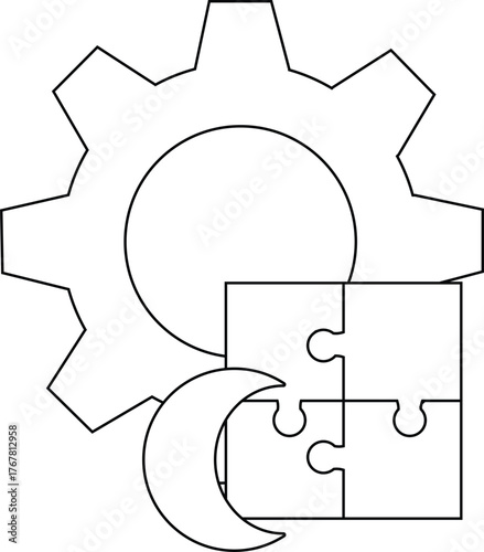 A gear with a puzzle  crescent