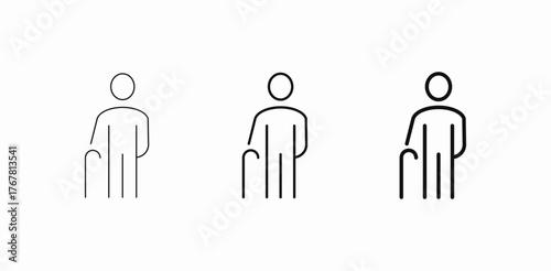 elderly man cane icon sign vector