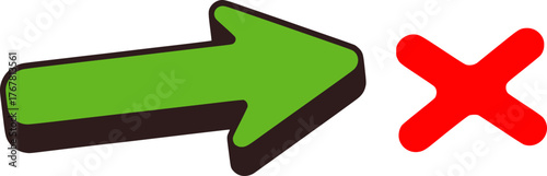 Green arrow and red cross symbols vector