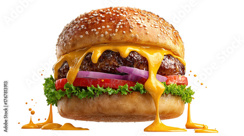 fresh tasty burger isolated on transparent background
