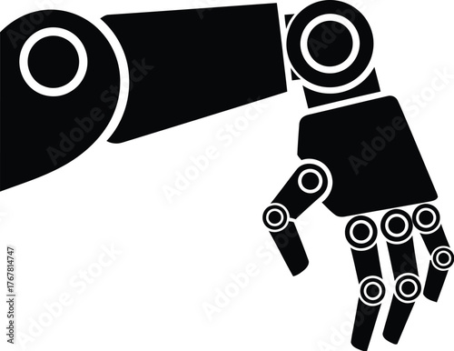 Prosthetic hand prototype vector illustration. Bionic hand with five fingers silhouette