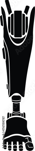 Prosthetic leg prototype vector illustration. Bionic leg silhouette