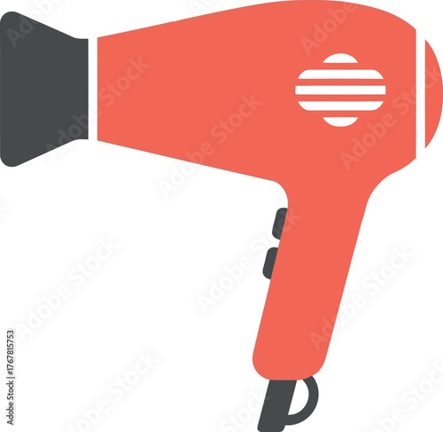 Modern red hair dryer icon isolated simple vector illustration vector