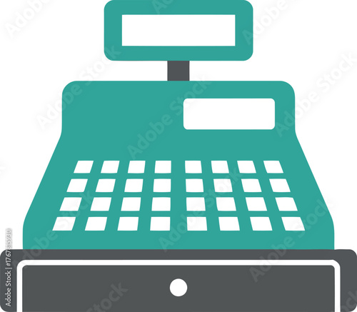 Retro cash register vector illustration commerce business machine vector
