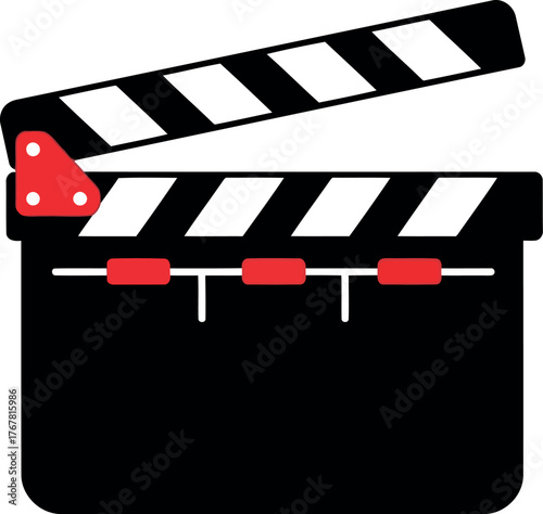Classic movie clapperboard action film production hollywood entertainment vector